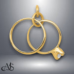 Load image into Gallery viewer, 14K Yellow Gold 3D Wedding Rings CZ Charm with Necklace Chain Options
