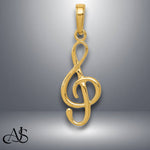 Load image into Gallery viewer, 14K Yellow Gold or White Gold 3-D Clef Treble Clef Pendant with Necklace Chain Options
