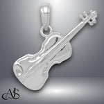 Load image into Gallery viewer, 14K Yellow Gold or White Gold Polished Solid 3-D Violin Pendant with Necklace Chain Options
