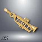 Load image into Gallery viewer, 14K Yellow Gold or White Gold Solid Polished 3-D Trumpet Pendant with Necklace Chain Options
