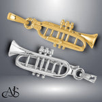 Load image into Gallery viewer, 14K Yellow Gold or White Gold Solid Polished 3-D Trumpet Pendant with Necklace Chain Options
