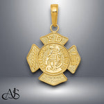 Load image into Gallery viewer, 14K Yellow Gold or White Gold Small St. Florian Badge Pendant with Necklace Chain Options
