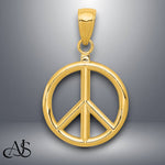 Load image into Gallery viewer, 14K Yellow Gold or White Gold 3D Polished Peace Sign Charm with Necklace Chain Options
