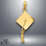 Load image into Gallery viewer, 14K Yellow Gold or White Gold Solid Polished 3-D Graduation Cap Pendant with Necklace Chain Options
