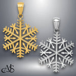 Load image into Gallery viewer, 14K Yellow Gold or White Gold Polished Snowflake Pendant with Necklace Chain Options
