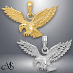 Load image into Gallery viewer, 14K Yellow Gold or White Gold Solid Polished Eagle Landing Pendant with Necklace Chain Options
