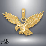 Load image into Gallery viewer, 14K Yellow Gold or White Gold Solid Polished Eagle Landing Pendant with Necklace Chain Options
