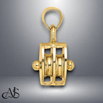 Load image into Gallery viewer, 14K Yellow Gold Polished 3-D Moveable Pulley Charm with Necklace Chain Options
