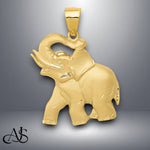 Load image into Gallery viewer, 14K Yellow Gold Solid Satin Diamond-cut Open-Backed Elephant Pendant with Necklace Chain Options
