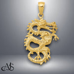 Load image into Gallery viewer, 14K Yellow Gold or White Gold Solid 3-D Dragon Pendant with Necklace Chain Options
