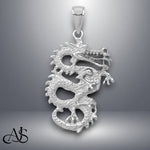 Load image into Gallery viewer, 14K Yellow Gold or White Gold Solid 3-D Dragon Pendant with Necklace Chain Options
