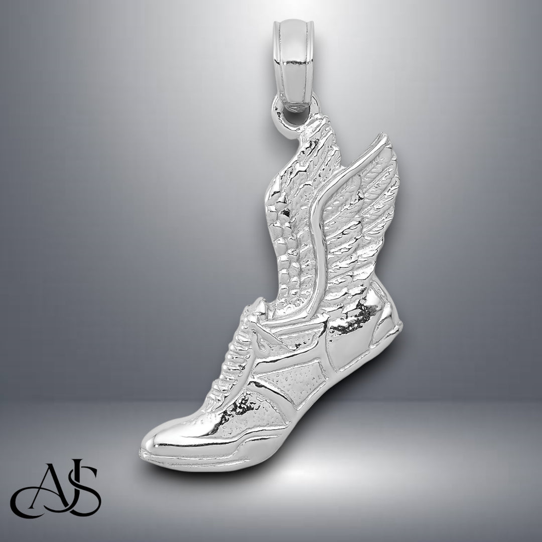 14K Yellow Gold or White Gold Running Shoe Pendant with Necklace Chain Options