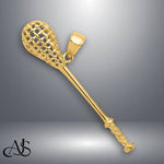 Load image into Gallery viewer, 14K Yellow Gold or White Gold Solid Polished 3-D Lacrosse Stick Pendant with Necklace Chain Options
