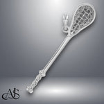Load image into Gallery viewer, 14K Yellow Gold or White Gold Solid Polished 3-D Lacrosse Stick Pendant with Necklace Chain Options
