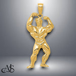 Load image into Gallery viewer, 14K Yellow Gold Polished Weightlifter Pendant with Necklace Chain Options
