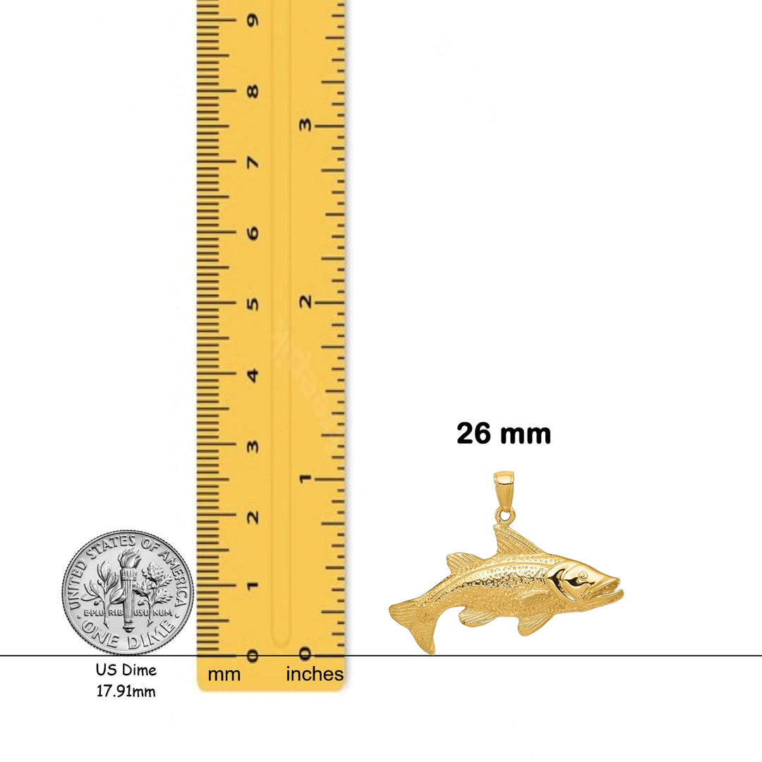 14K Yellow Gold Polished Open-Backed Redfish Pendant with Necklace Chain Options
