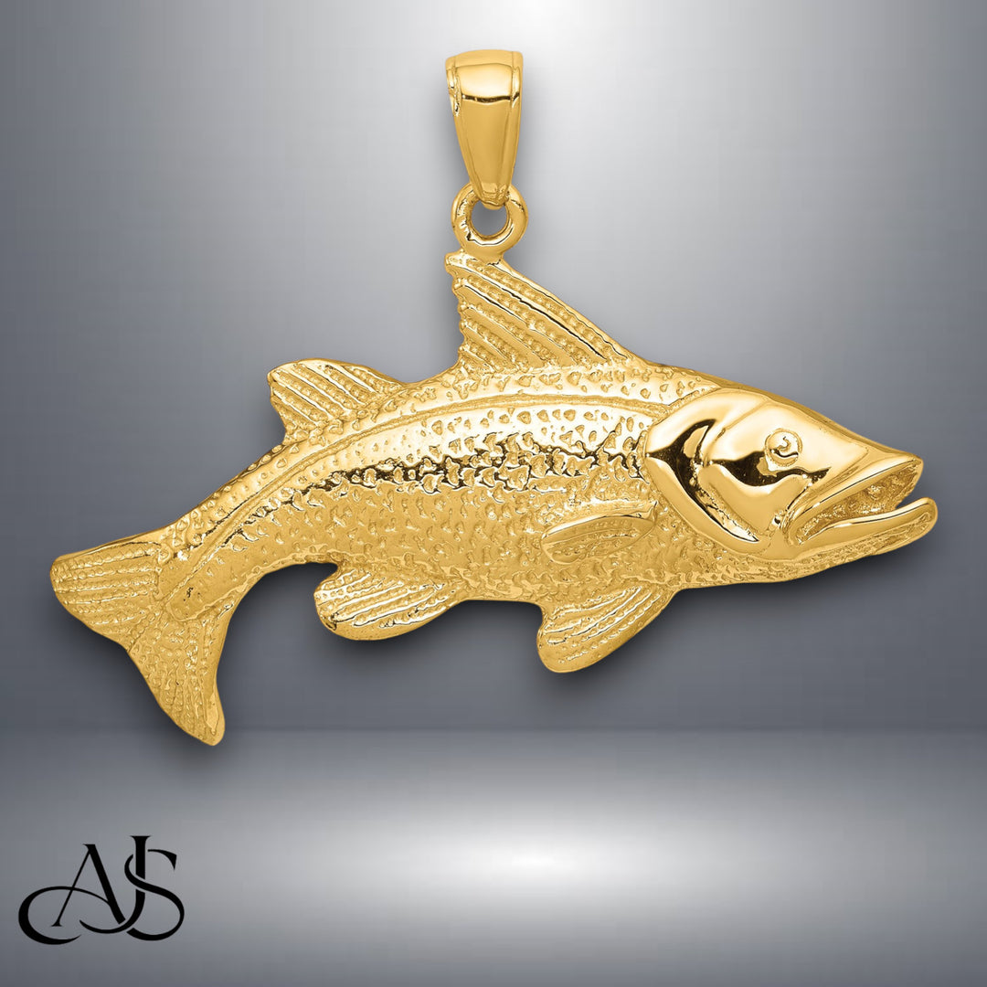 14K Yellow Gold Polished Open-Backed Redfish Pendant with Necklace Chain Options