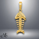 Load image into Gallery viewer, 14K Yellow Gold Polished 3-D Fish Bone Pendant with Necklace Chain Options
