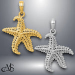 Load image into Gallery viewer, 14K Yellow Gold or White Gold Polished Open-Backed Starfish Pendant with Necklace Chain Options
