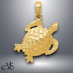 Load image into Gallery viewer, 14K Yellow Gold or White Gold Solid Polished Open-Backed Turtle Pendant with Necklace Chain Options

