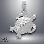 Load image into Gallery viewer, 14K Yellow Gold or White Gold Solid Polished Open-Backed Turtle Pendant with Necklace Chain Options
