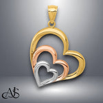 Load image into Gallery viewer, 14K Two-tone Gold and White Rhodium Polished 3 Hearts Pendant with Necklace Chain Options
