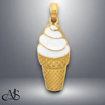 Load image into Gallery viewer, 14K Yellow Gold Enameled Ice Cream Cone Pendant with Necklace Chain Options

