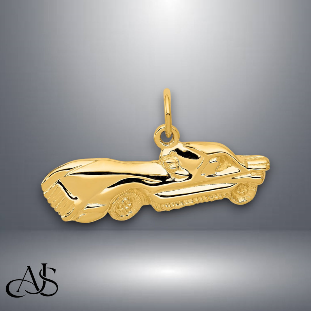14K Yellow Gold Sports Car Charm with Necklace Chain Options