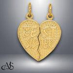 Load image into Gallery viewer, 14K Yellow Gold Best Sister Break-apart Charm with Necklace Chain Options
