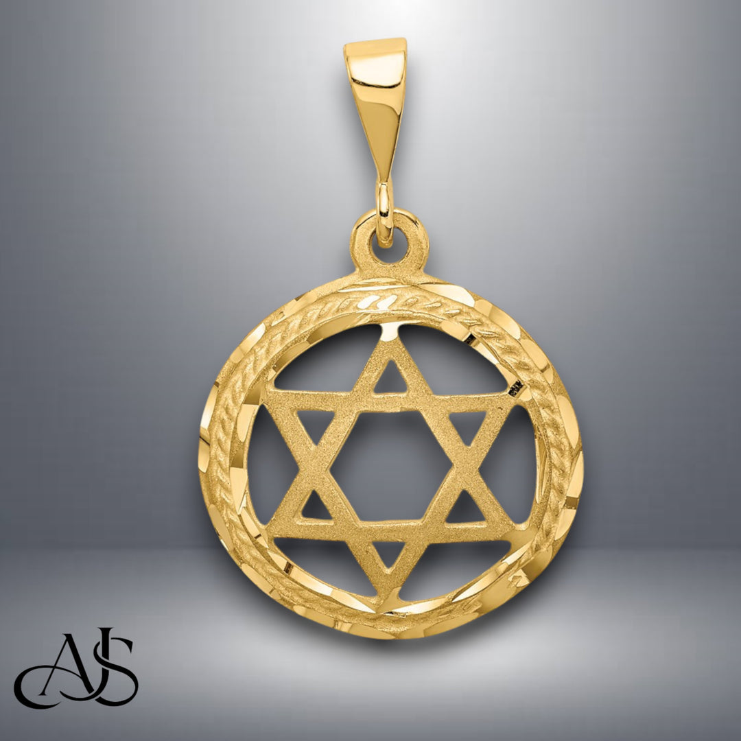 14K Yellow Gold Star Of David Charm with Necklace Chain Options
