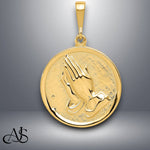 Load image into Gallery viewer, 14K Yellow Gold Praying Hands and Serenity Prayer Pendant with Necklace Chain Options
