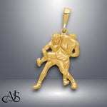 Load image into Gallery viewer, 14K Yellow Gold Satin and Diamond-cut Wrestlers Charm with Necklace Chain Options

