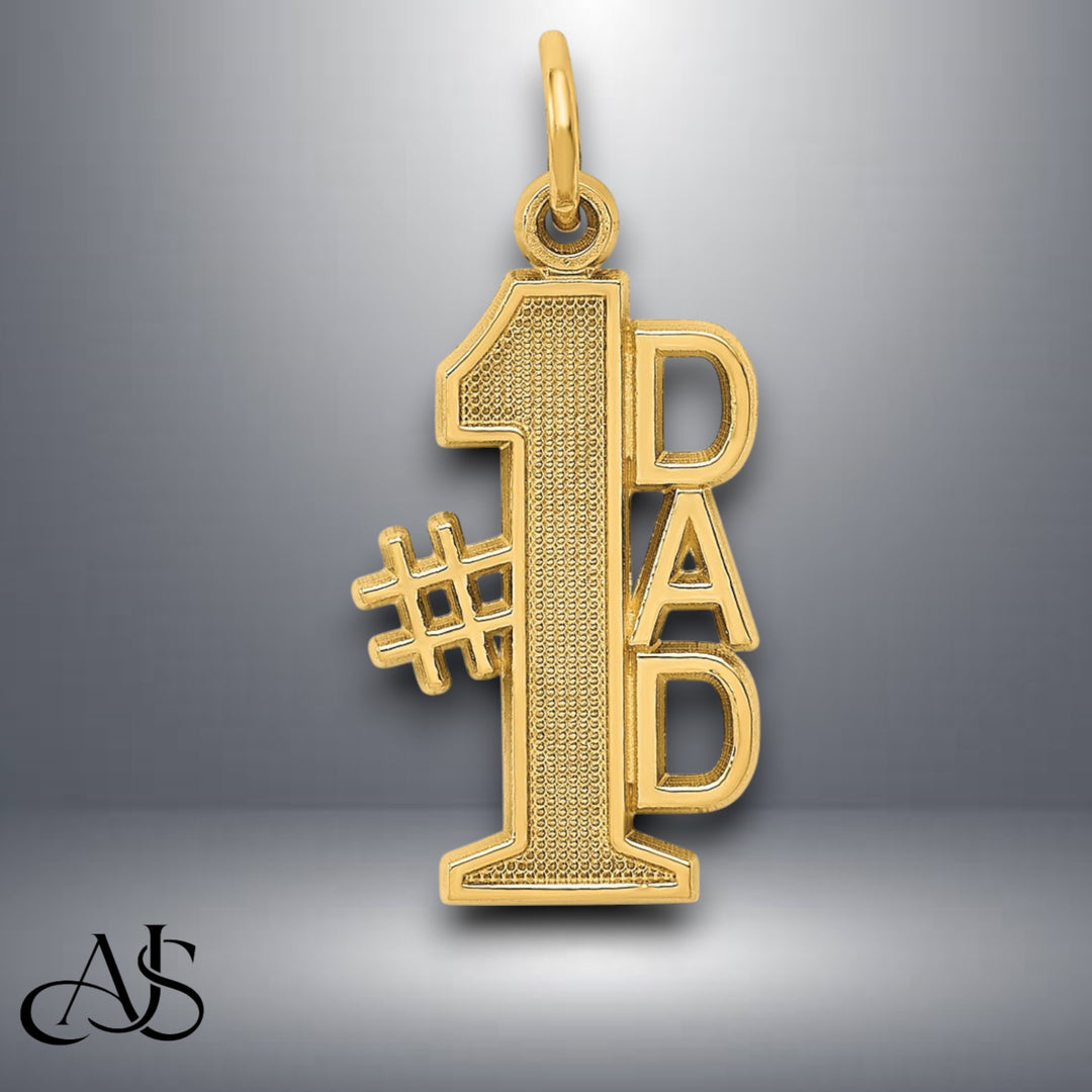 14K Yellow Gold #1 DAD Charm with Necklace Chain Options