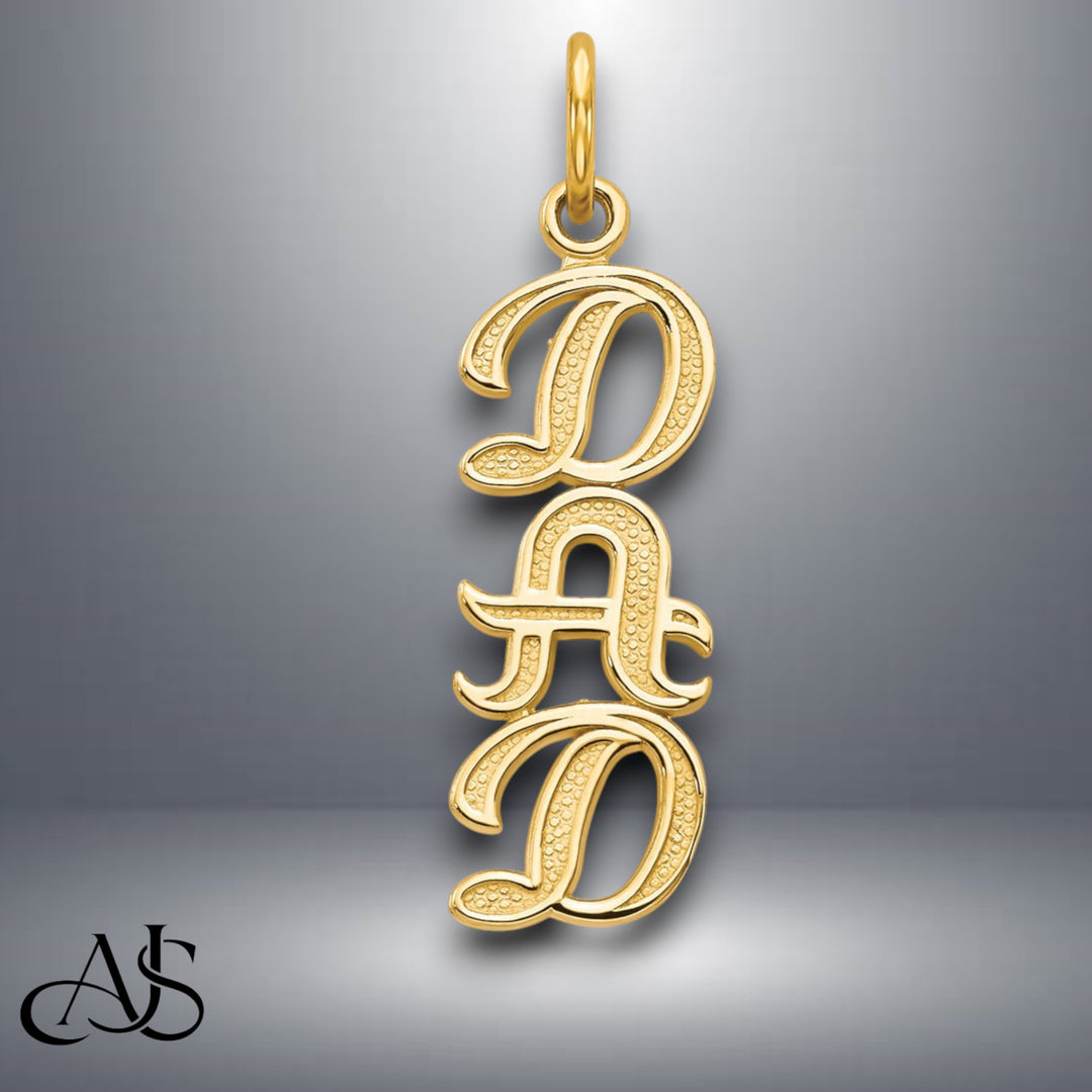 14K Yellow Gold DAD Charm with Necklace Chain Options