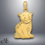 Load image into Gallery viewer, 14K Yellow Gold Polished Cat Charm with Necklace Chain Options
