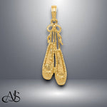 Load image into Gallery viewer, 14K Yellow Gold Solid Satin Polished Ballet Slippers Pendant with Necklace Chain Options
