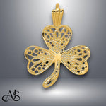 Load image into Gallery viewer, 14K Yellow Gold Filigree Shamrock Charm with Necklace Chain Options
