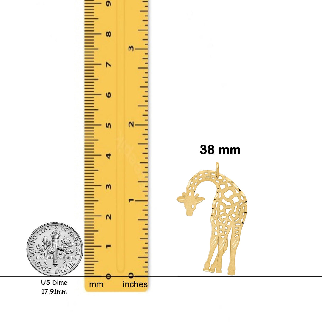 14K Yellow Gold Giraffe Charm with Necklace Chain Options