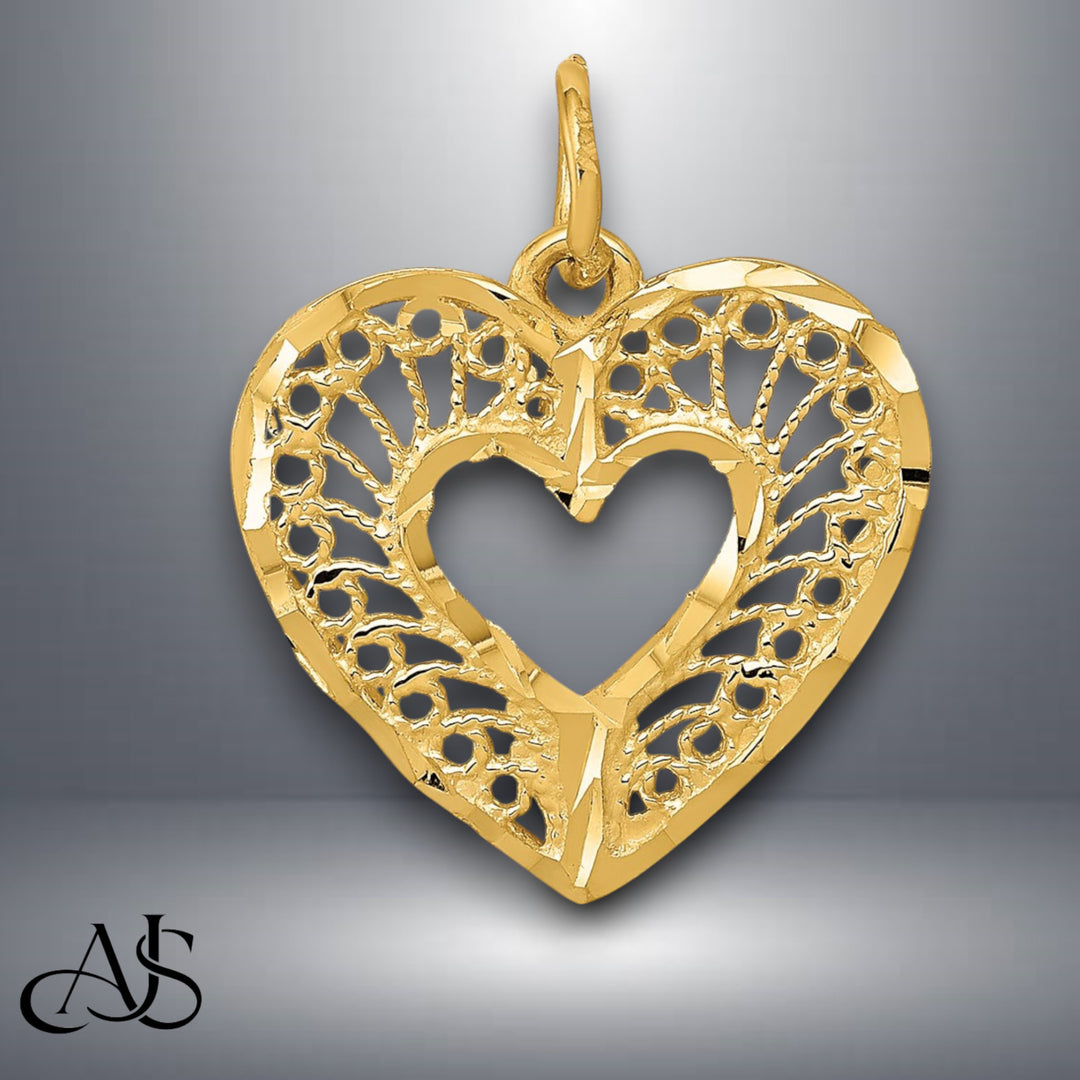 14K Yellow Gold Polished Heart Pendant with Necklace Chain Options
