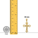 Load image into Gallery viewer, 14K Yellow Gold INRI Fleur De Lis Crucifix Charm with Necklace Chain Options
