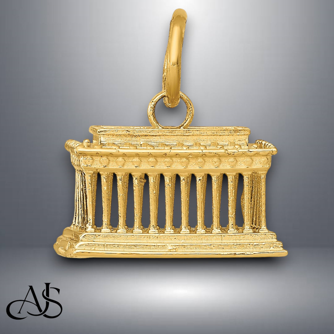 14K Yellow Gold Lincoln Memorial Charm with Necklace Chain Options