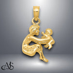 Load image into Gallery viewer, 14K Yellow Gold Mother holding child Pendant with Necklace Chain Options
