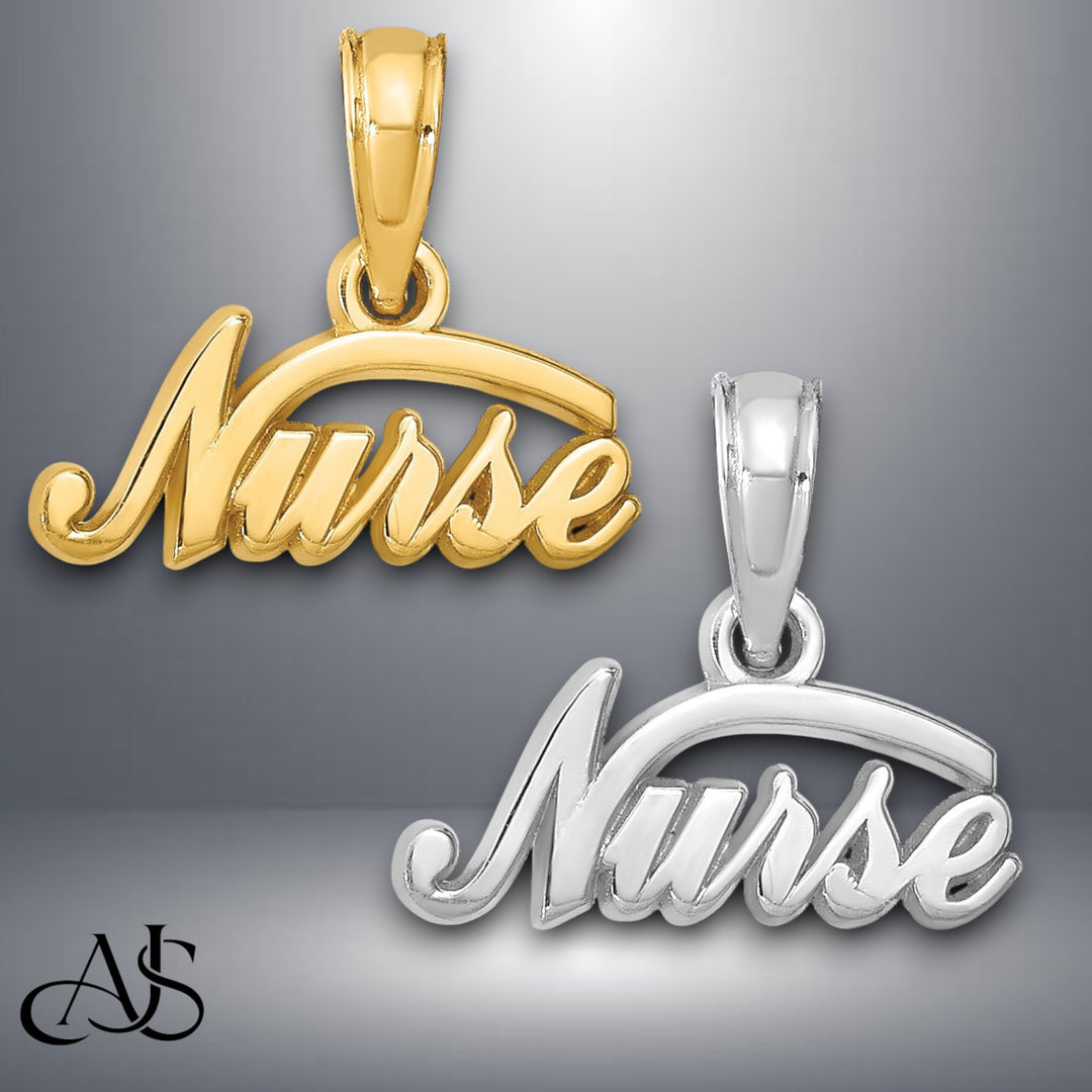 14K Yellow or White Gold Nurse Pendant with Necklace Chain Options