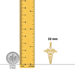 Load image into Gallery viewer, 14K Yellow or White Gold Caduceus Pendant with Necklace Chain Options
