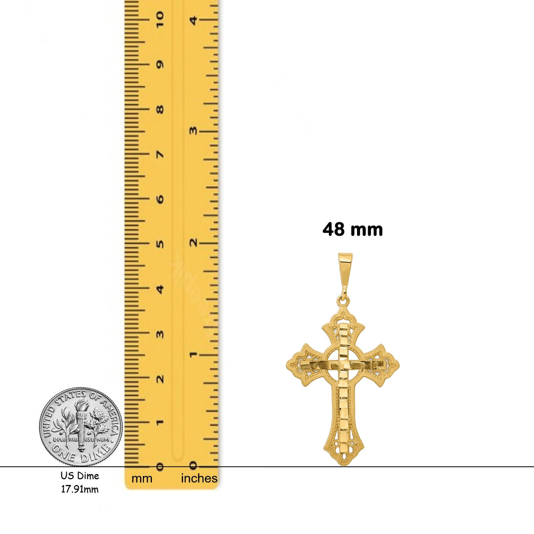 14K Yellow Gold Diamond-cut Celtic Cross Pendant with Necklace Chain Options