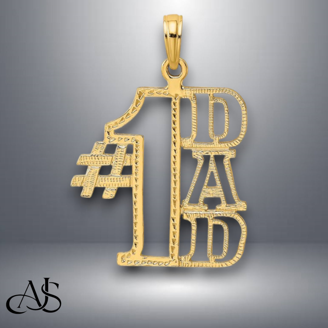 14K Yellow Gold #1 DAD Cut-out Charm with Necklace Chain Options