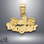 Load image into Gallery viewer, 14K Yellow Gold #1 DAUGHTER with Flowers Charm with Necklace Chain Options
