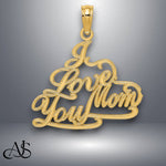 Load image into Gallery viewer, 14K Yellow Gold I LOVE YOU MOM Charm with Necklace Chain Options
