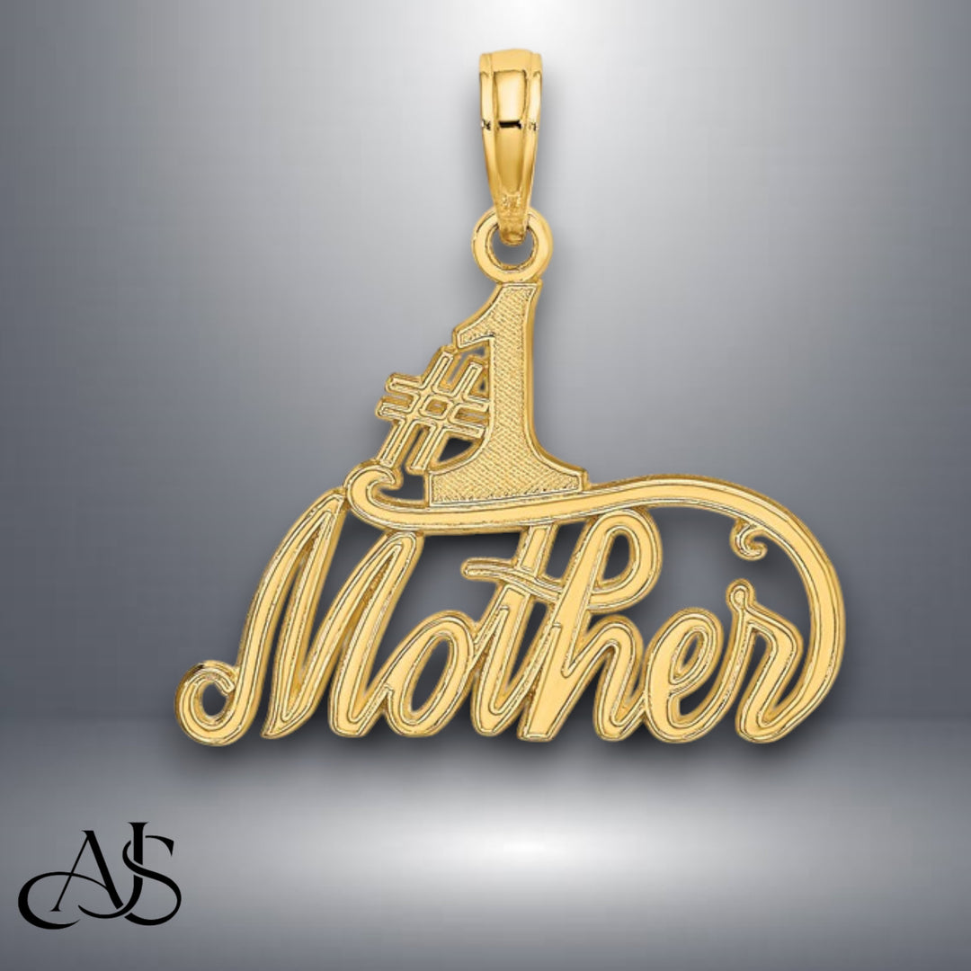 14K Yellow Gold #1 MOTHER Charm with Necklace Chain Options
