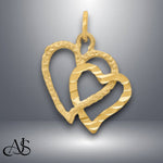 Load image into Gallery viewer, 14K Yellow Gold Polished and Textured Double Heart Pendant with Necklace Chain Options

